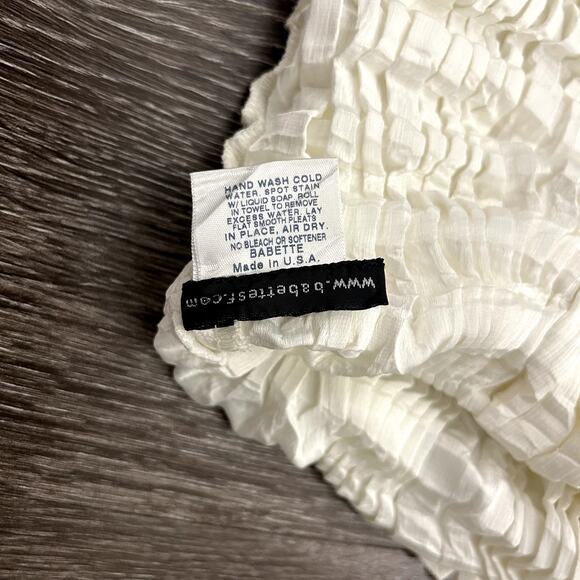 Babette Vintage Ivory Micropleat Button Front Top XS Long Sleeve Sculpted Blouse - Picture 13 of 16